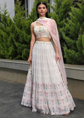 Precious Off-White Digital Printed Georgette Festival Wear Lehenga Choli