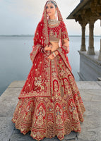 Maroon Lehenga Choli With Heavy Thread Embroidery, Zari With Sequins Work