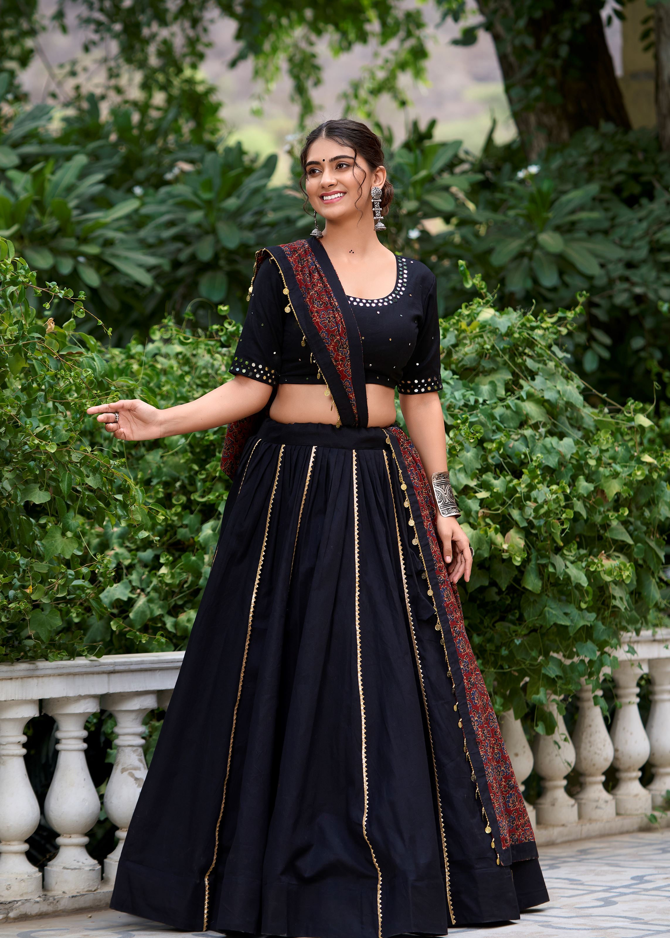 Black Ethereal Lehenga Choli with Glimmering Gota Patti Detailing