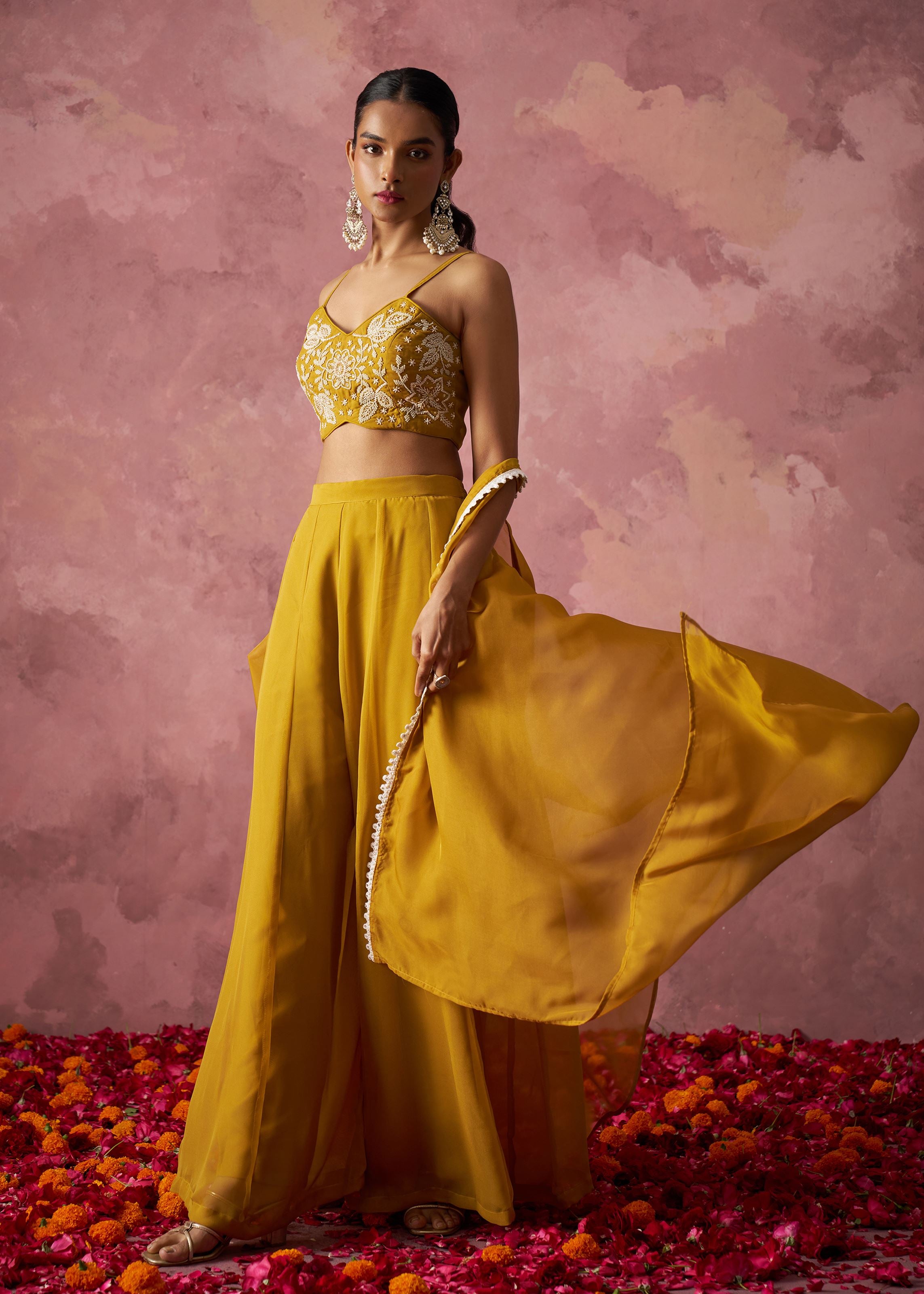 Brown Net Lehenga with  Sequins Jari Work