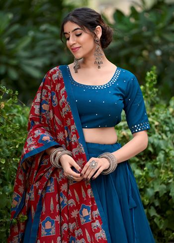 Firozi Ethereal Lehenga Choli with Gota Patti Embellishment