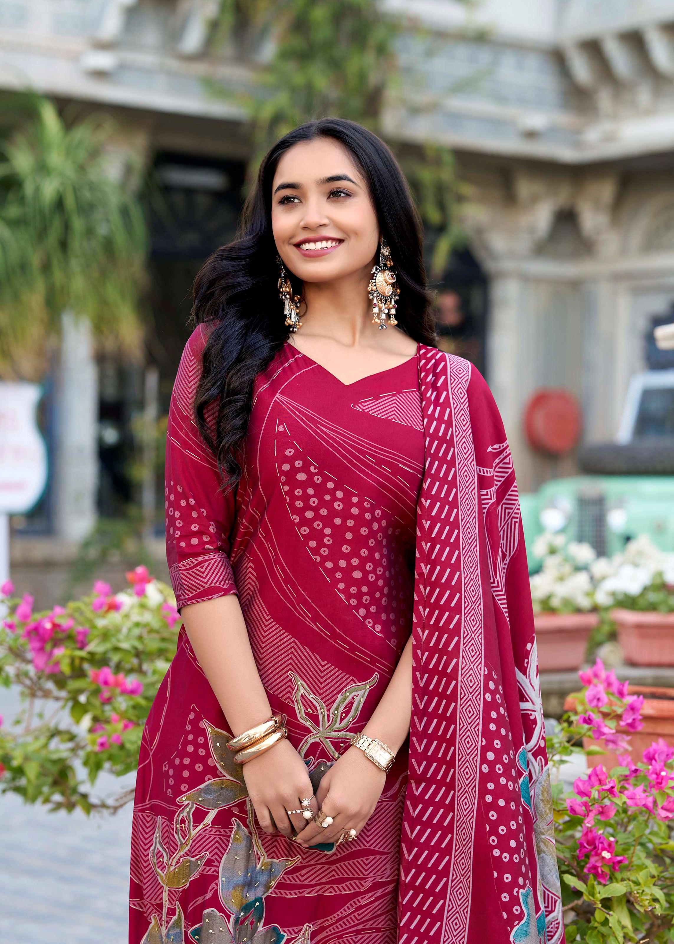 Grace Redefined Roman Silk Maroon Salwar Suit with Exquisite Beets Handwork