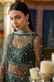 Green Lehenga Choli With Thread and Sequence Embroidery Work