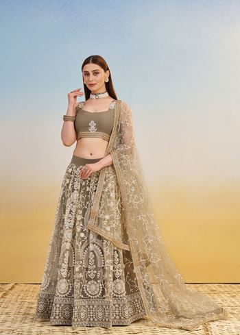 Ivory Lehenga Choli With Tone To Tone Thread Work Zari Work and Sequence Work Embroidery With Readymade Fancy Lace
