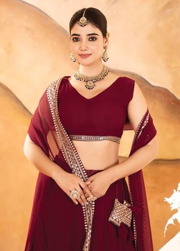 Maroon Lehenga Choli With  Sequins Embroidered Work