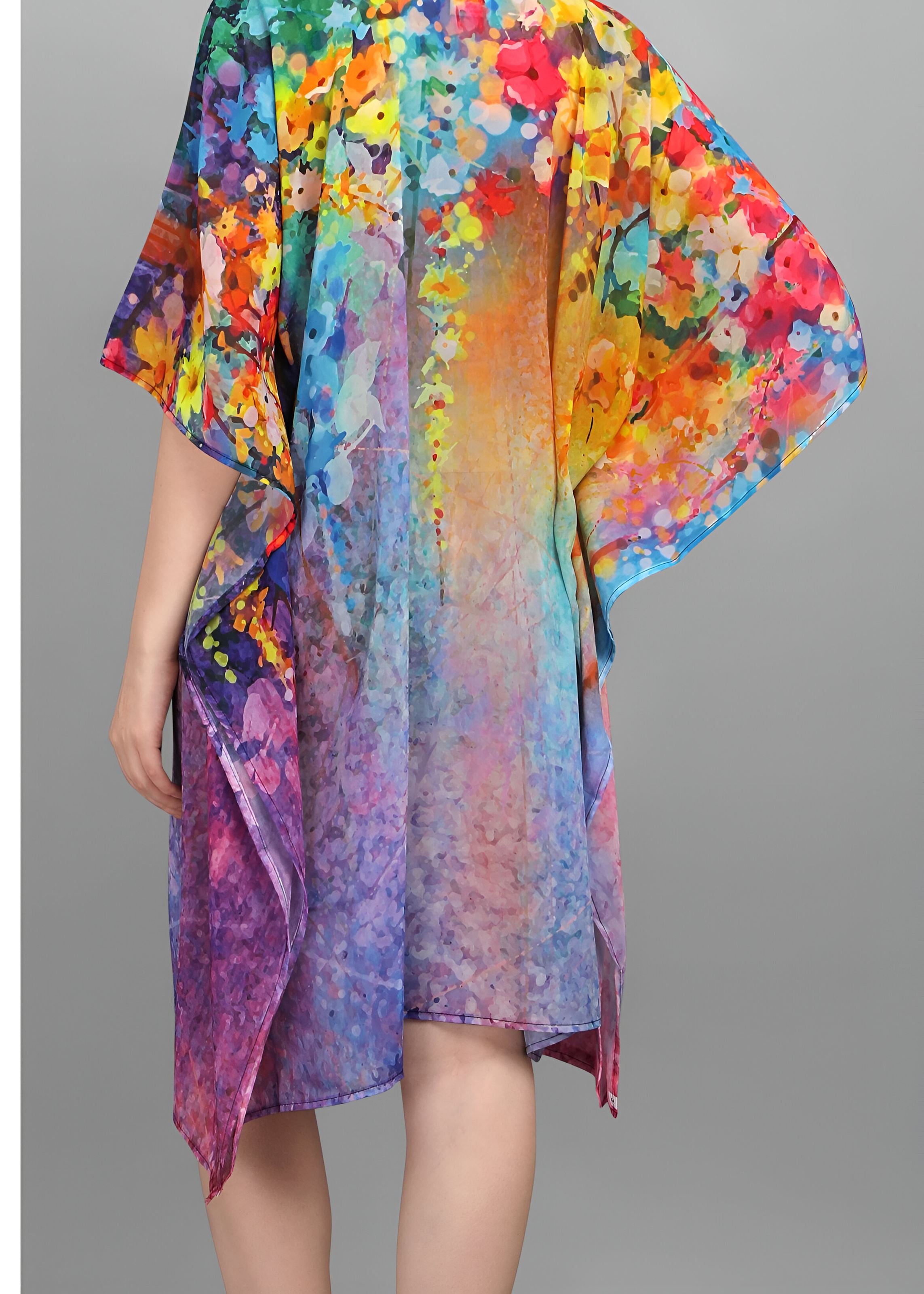 Multi Weightless Georgette Readymade Kaftan With Digital Printed