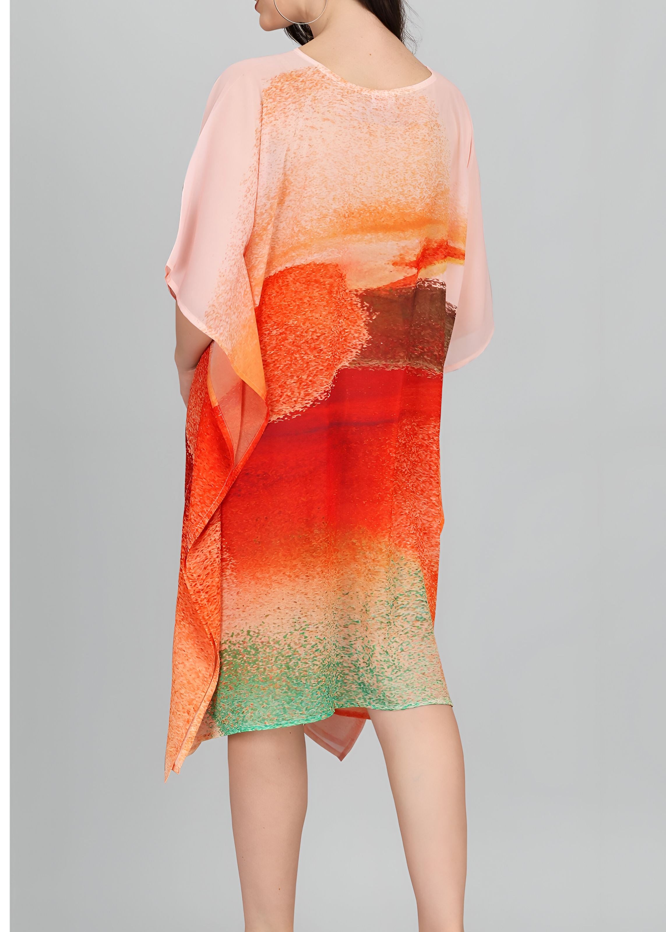 Multi Weightless Georgette Readymade Kaftan With Digital Printed