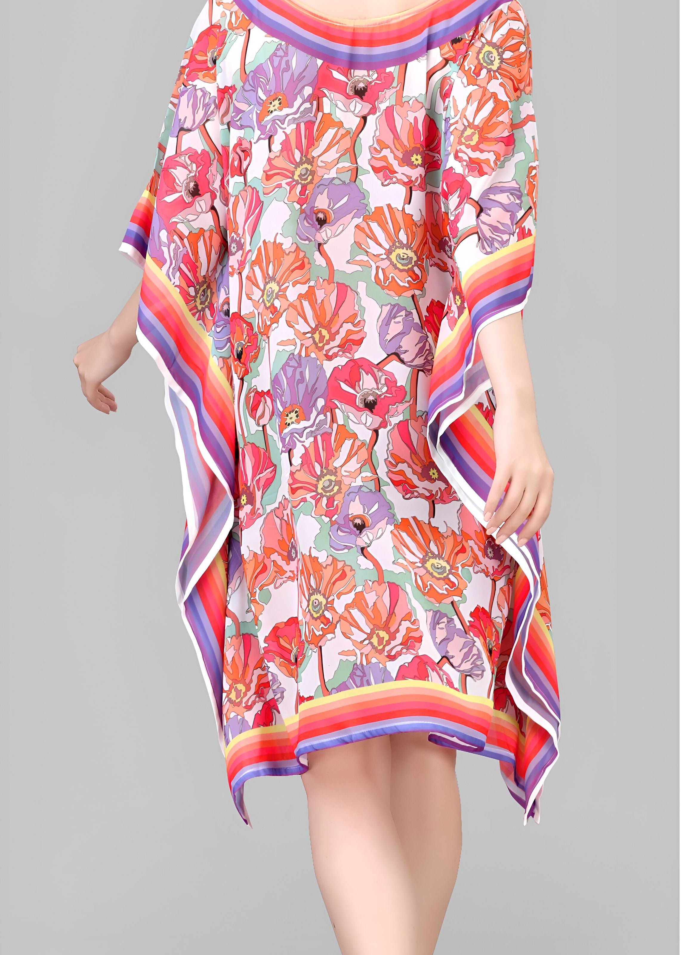 Multi Weightless Georgette Readymade Kaftan With Digital Printed