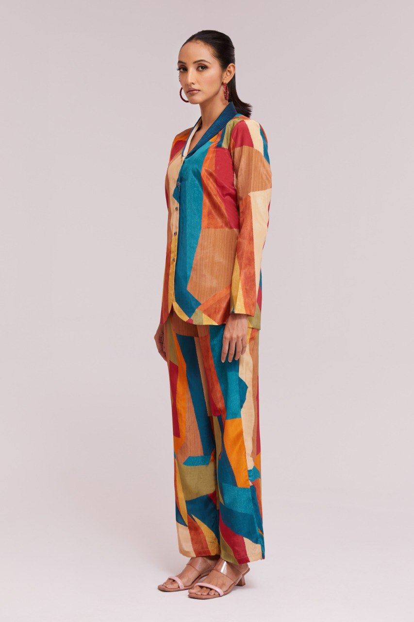 Multicolor Co-Ord Set  with Printed Work