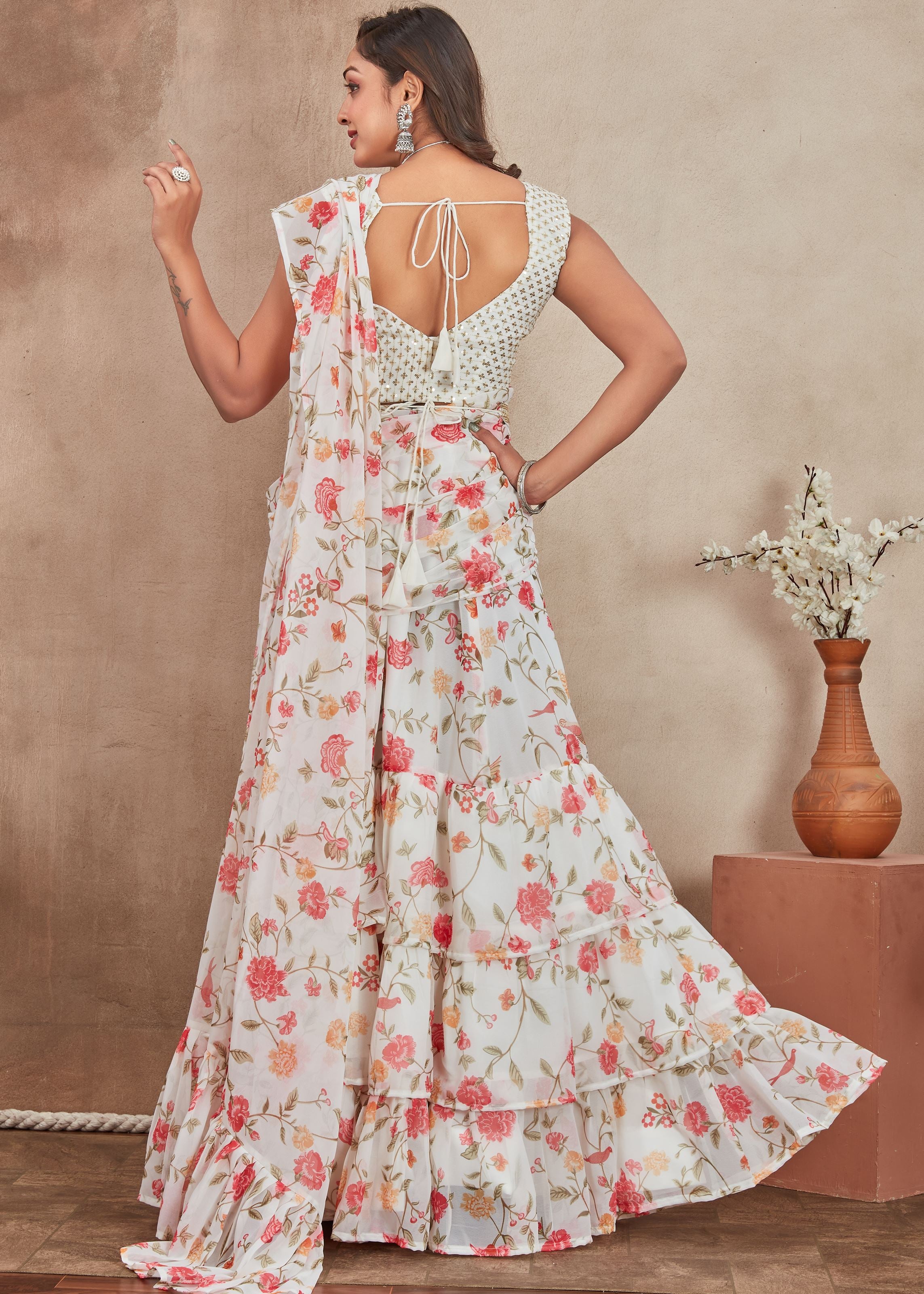 Off White Lehenga Choli With Heavy Digital Print