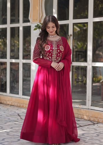 Pink Anarkali With Heavy Embroidery Work