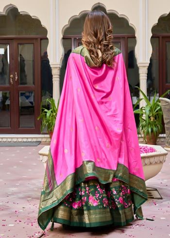 Pink Lehenga Choli With Bandhej and Ajrakh Print