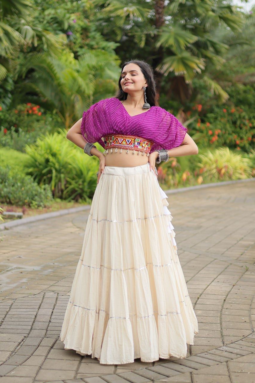 Purple Lehenga Choli With Standard Frill Stitching