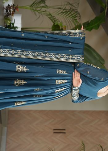 Rama Anarkali With Heavy Sequins Multi  Beads Embroidered Work