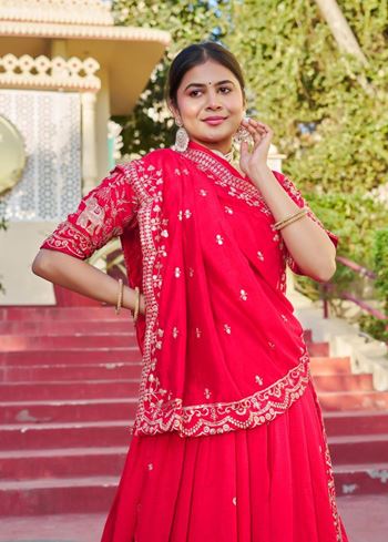 Red Lehenga Choli With Embroidery Rajwadi Work