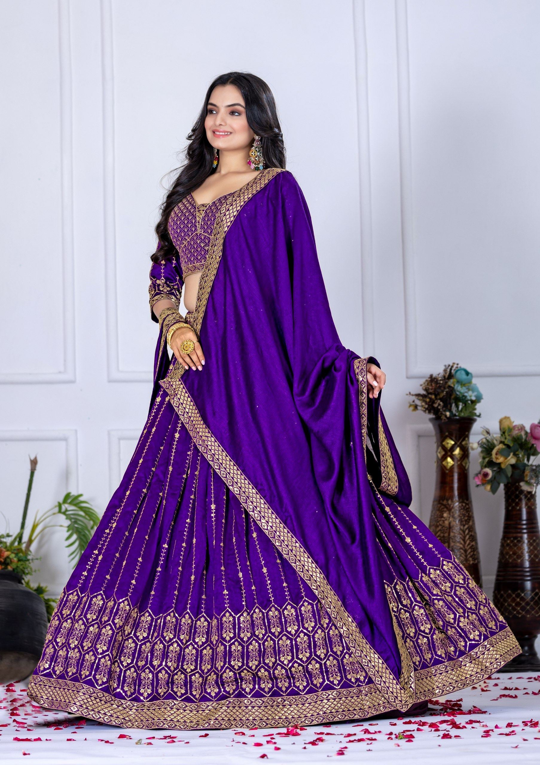 Royalblue Lehenga Choli With Embroidery With Multi Thread  Sequence Work