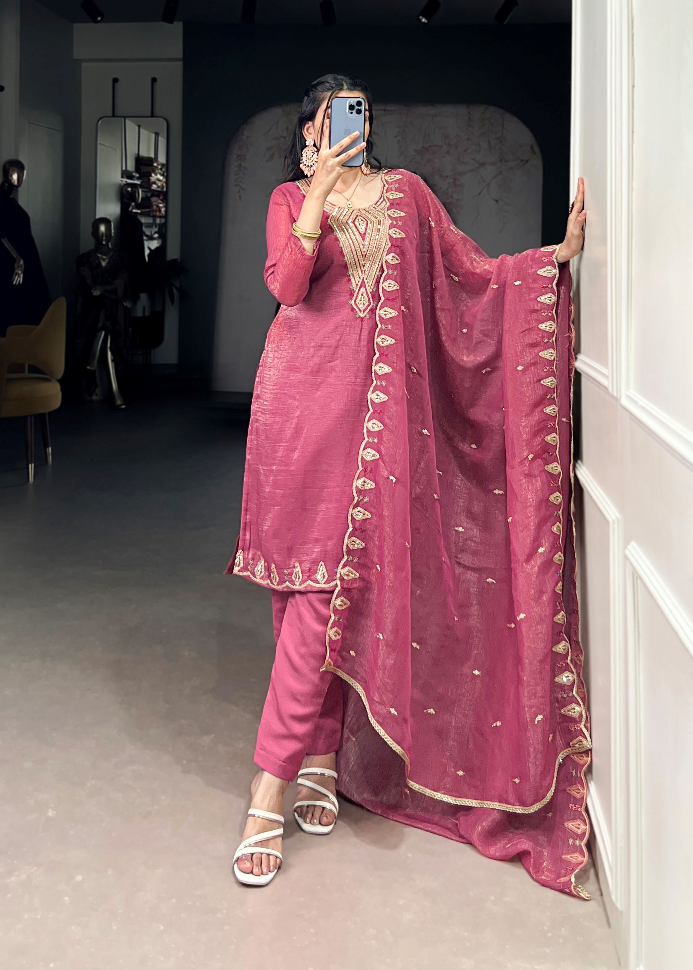 Silver Glory Salwar Suit with Intricate Handwork