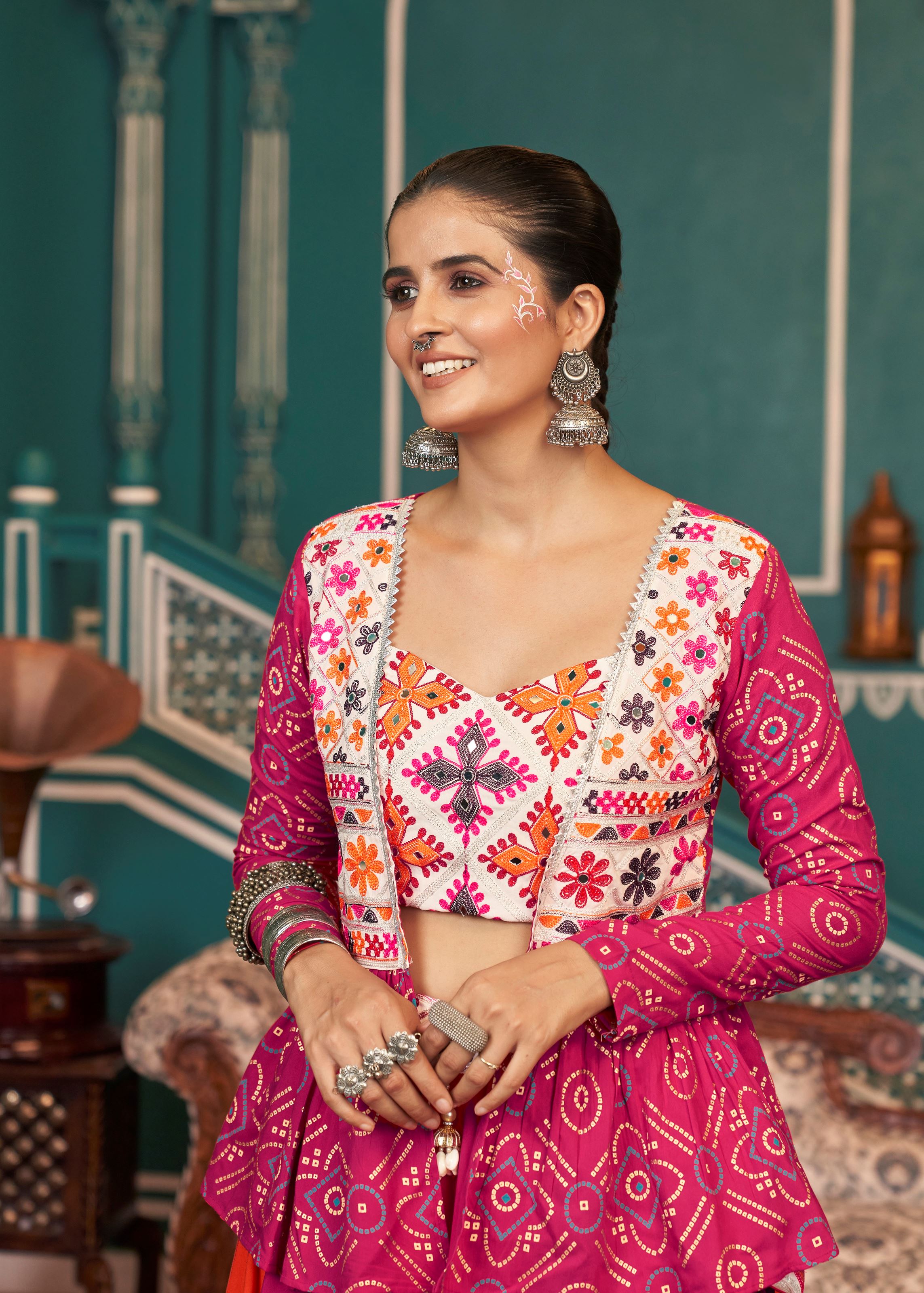 White Lehenga Choli With Embroidered