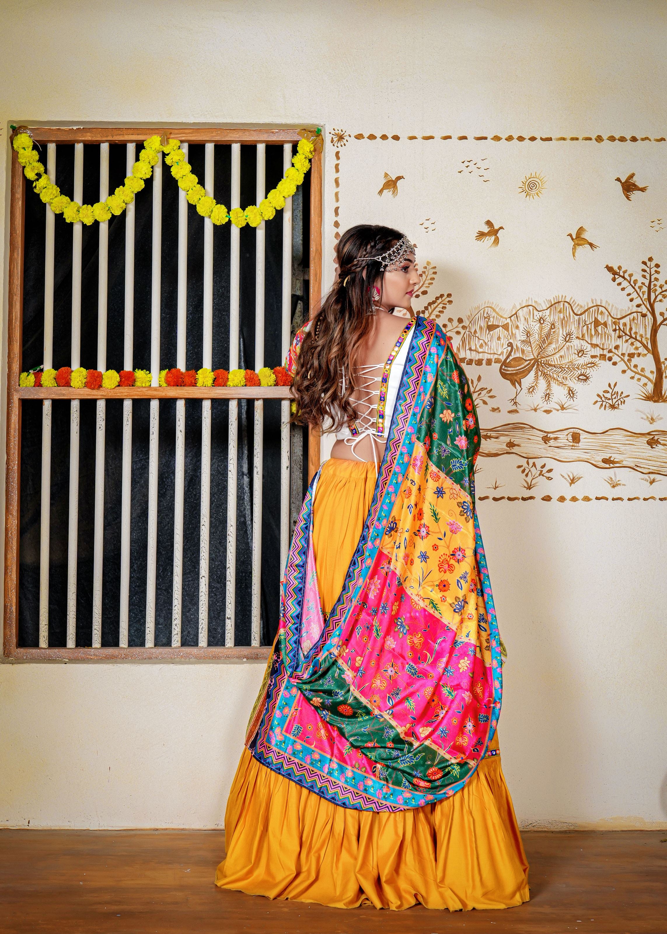 Yellow Lehenga Choli With Heavy Ready Mirror Lace