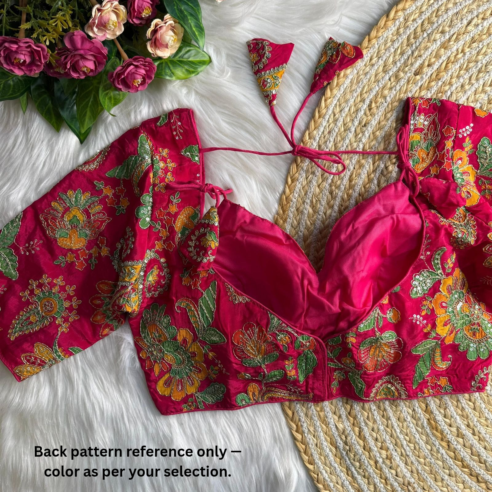 Brown Position Print Masaba Blouse With Codding & Sequence Work