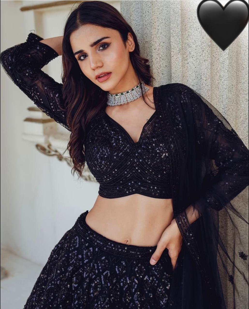 Black Lehenga Choli with Sequins & Dori Work