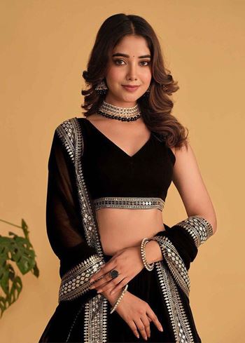 Black Lehenga Choli With  Sequins Embroidered Work