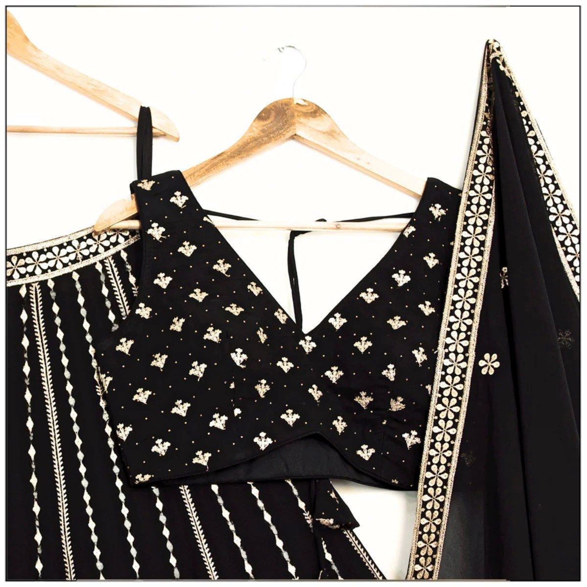 Black Lehenga Choli With  Sequins With Jari Embroidery Work