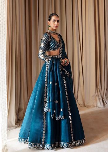 Blue Lehenga Choli With 9Mm Sequins Work & Zari Work
