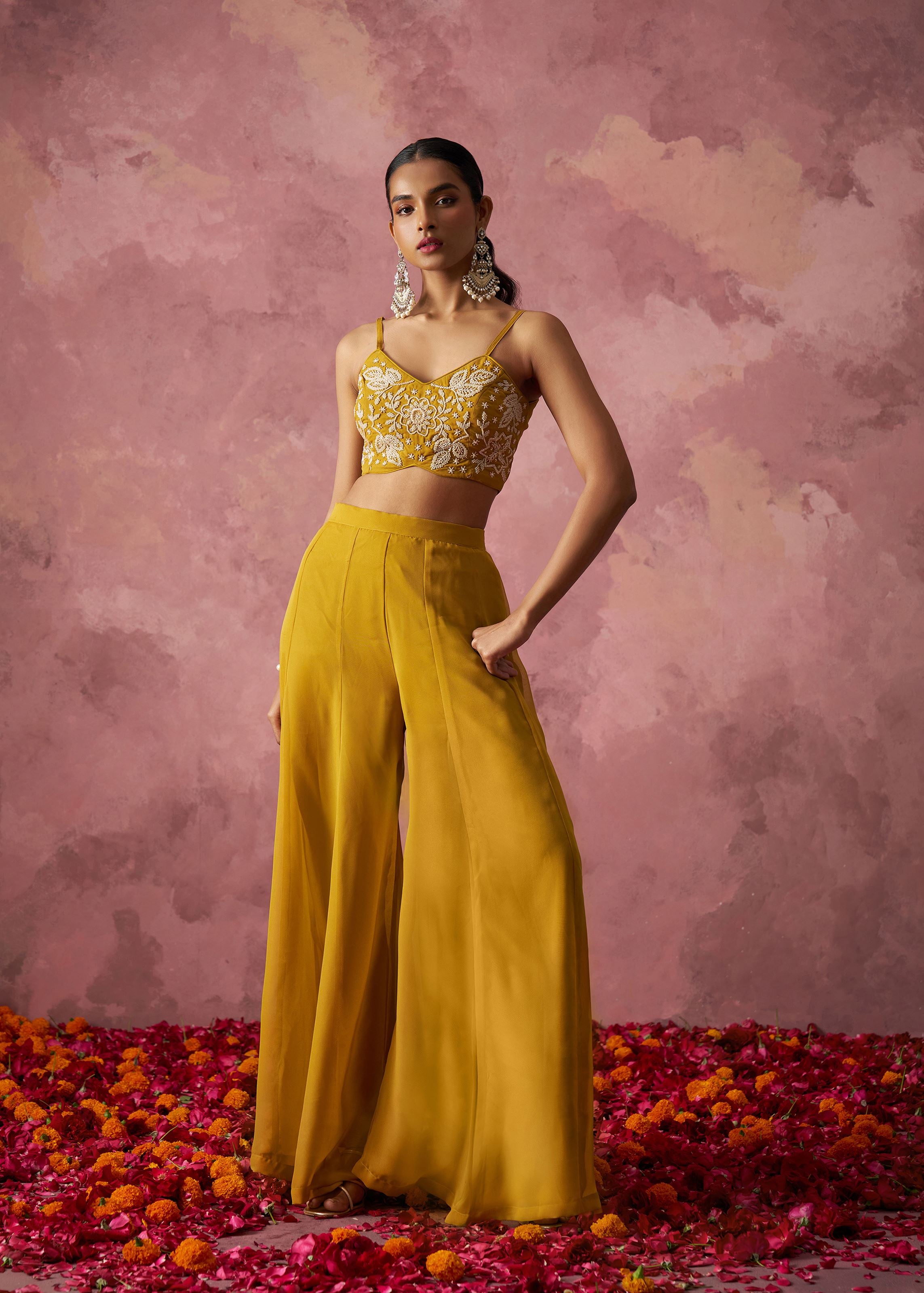 Brown Net Lehenga with  Sequins Jari Work