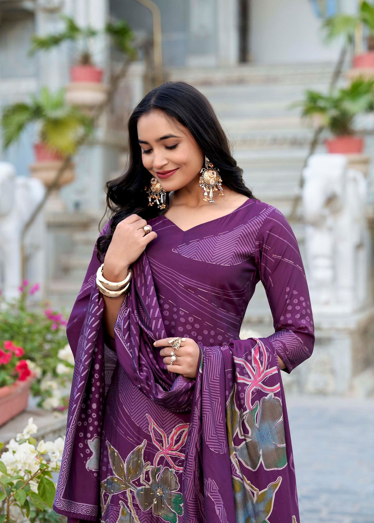Grace Redefined Roman Silk Wine Salwar Suit with Exquisite Beets Handwork