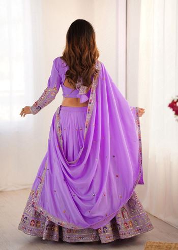 Lavender Lehenga Choli With Coding Dori With Thread  Sequnce Work