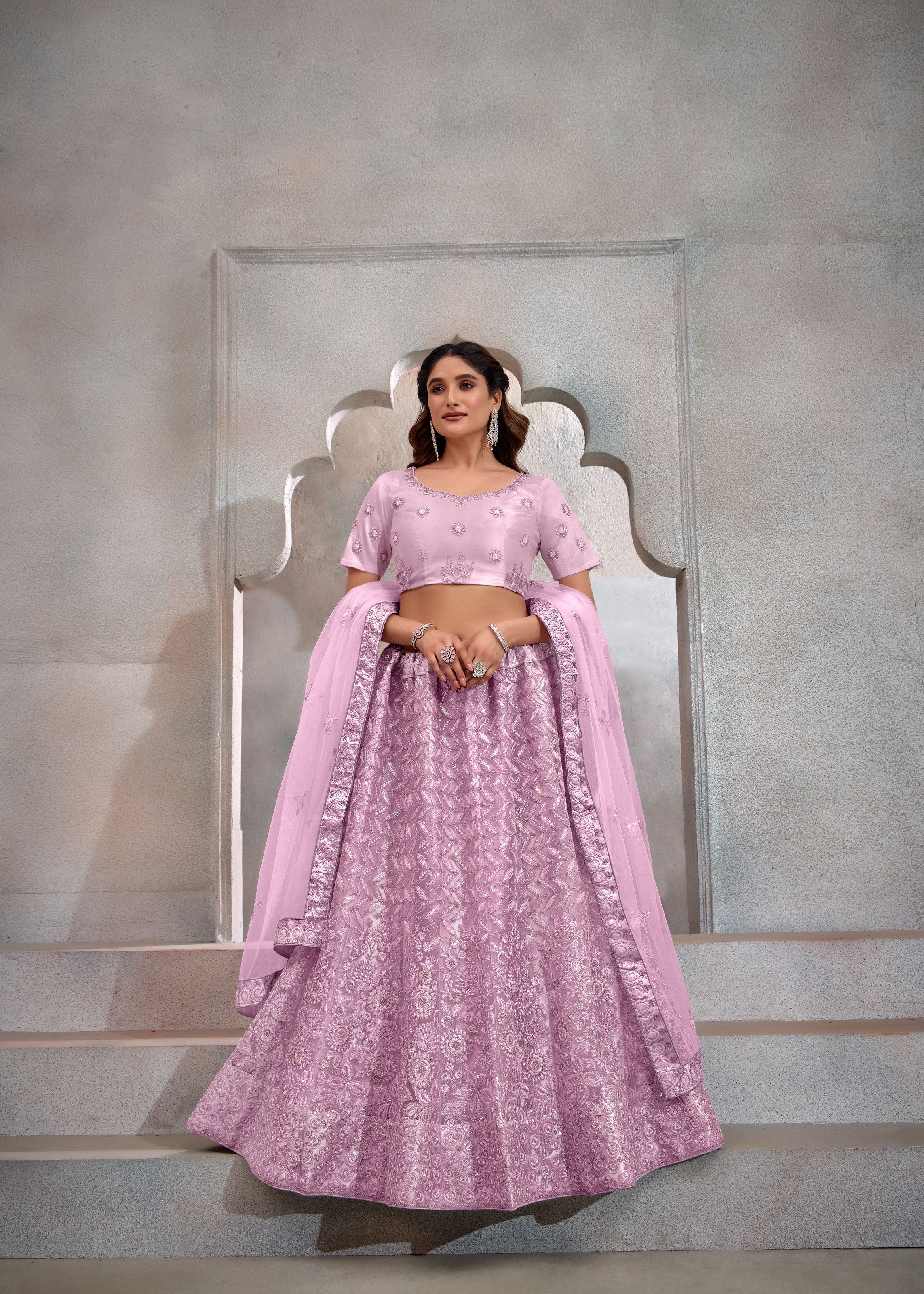Light Pink Lehenga Choli With Heavy Sequence Embroidered