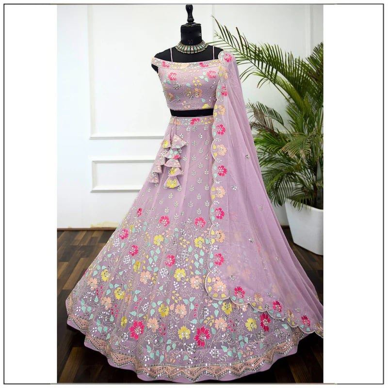 Light pink  Lehenga Choli With Thread and Sequence Embroidery Work