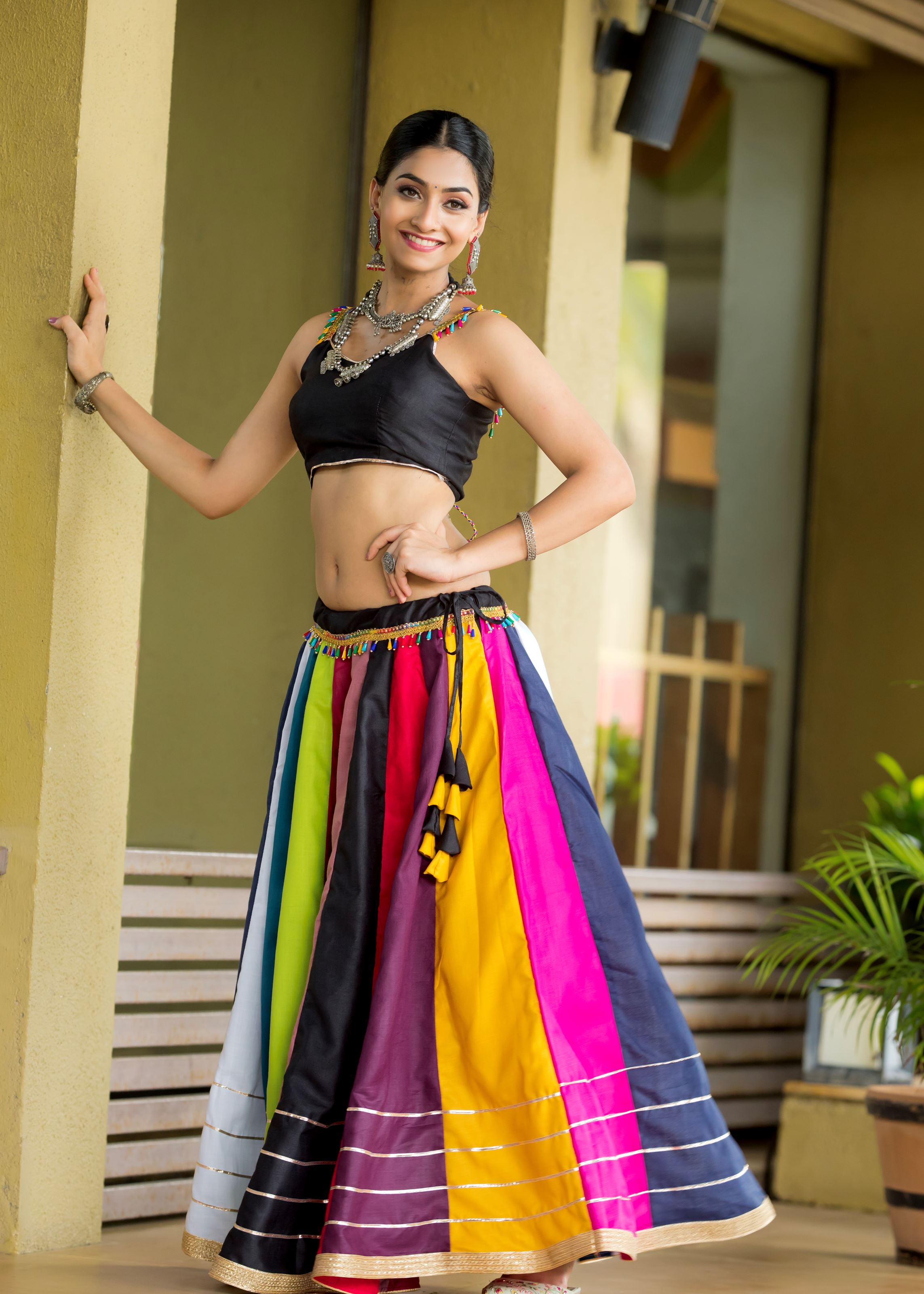 Multi Colored Navratri Chaniya Choli With Lace Work