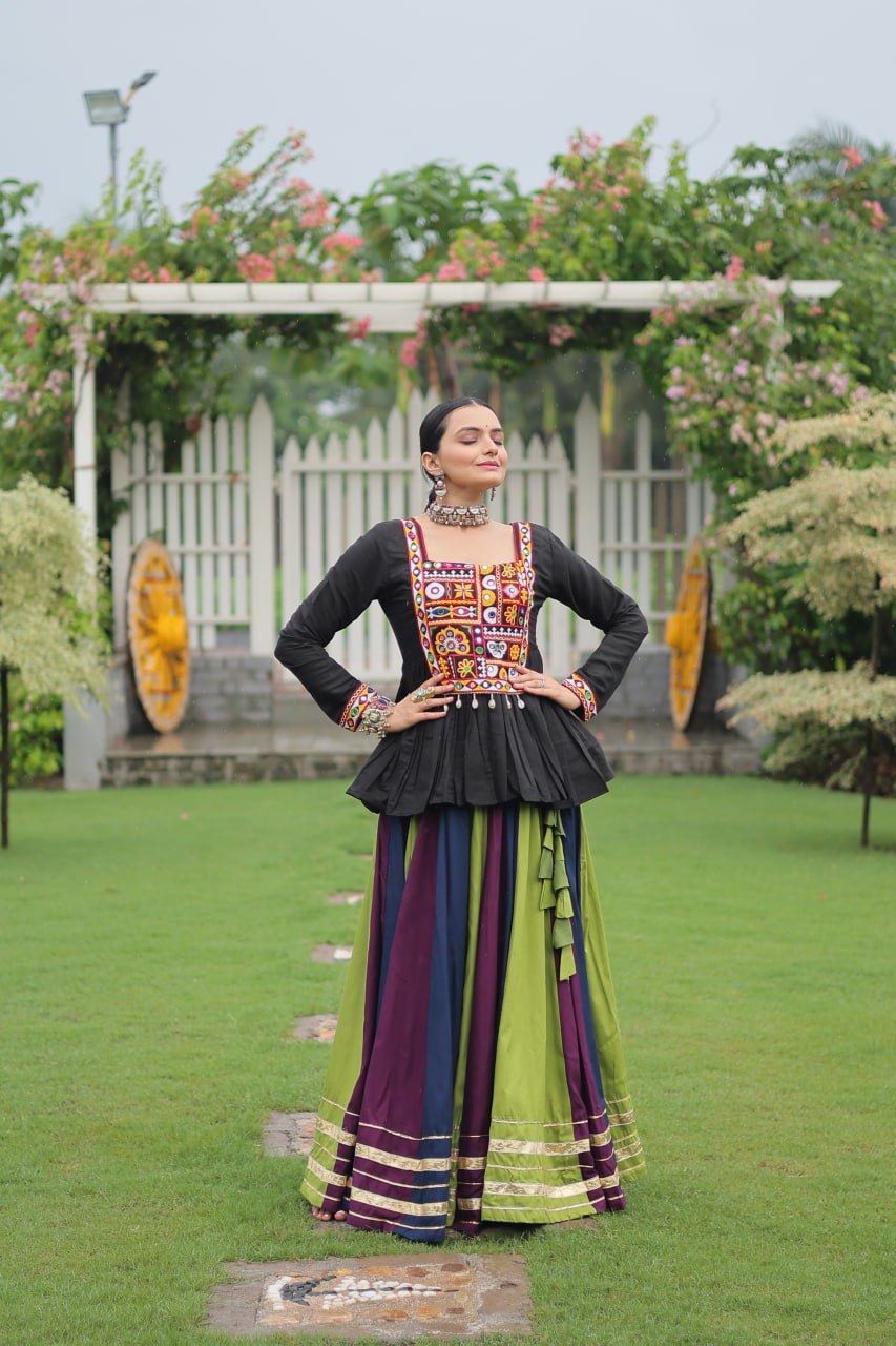 Multicolor Lehenga Choli With Attractive Gota Patti Lace