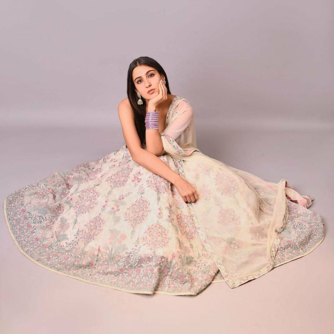 Offwhite Georgette Lehenga with  Sequins  Thread Work