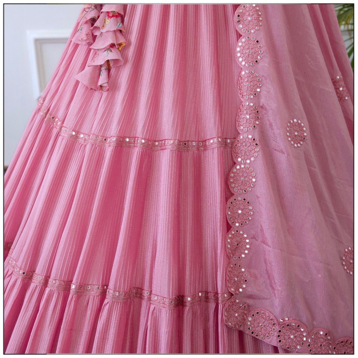 Pink Lehenga Choli With Thread and Sequence Embroidery Work