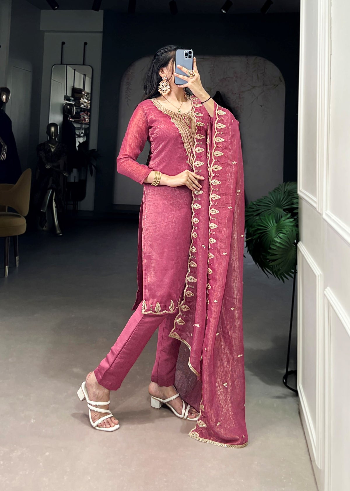 Silver Glory Salwar Suit with Intricate Handwork