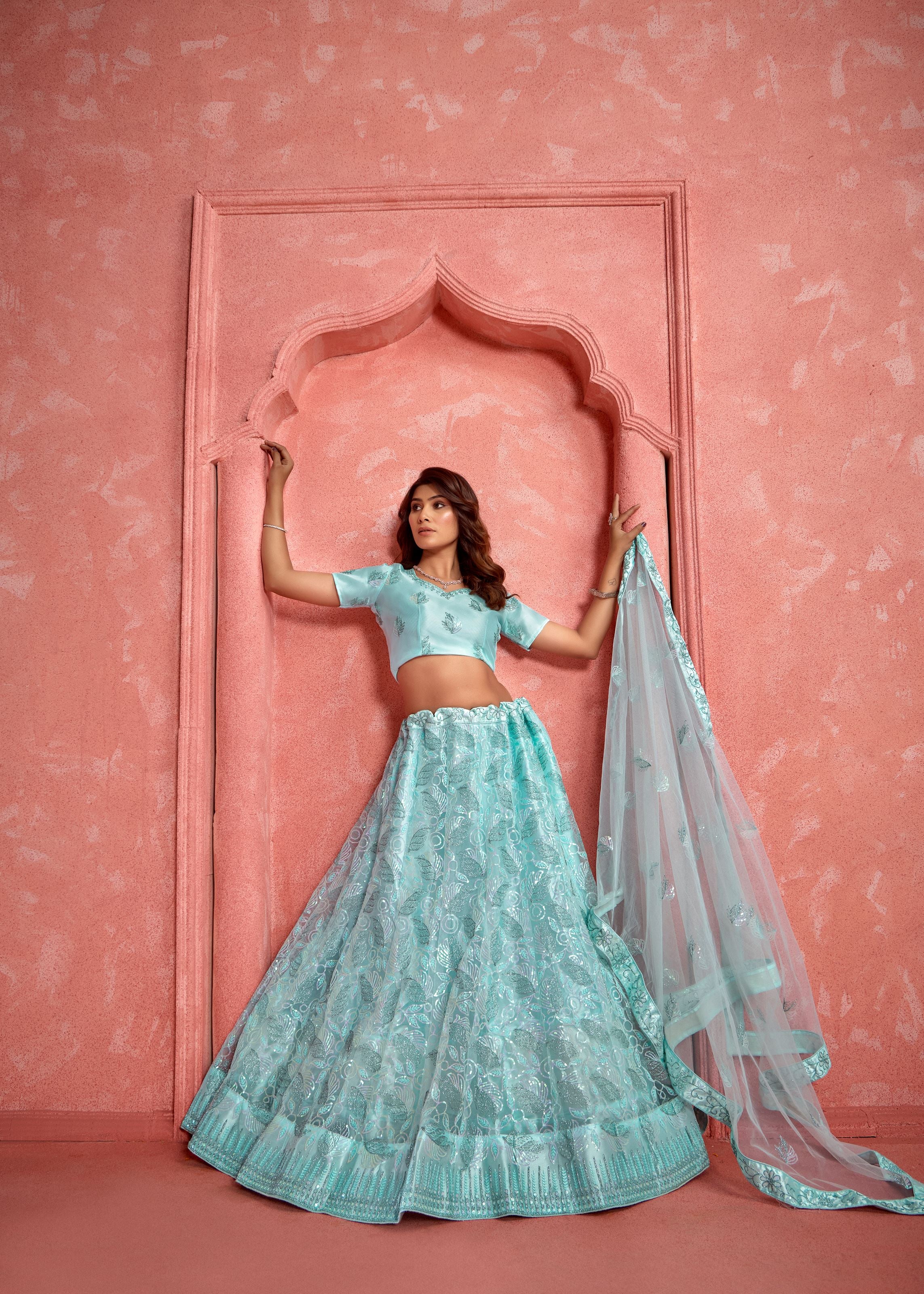 Magenta  Lehenga Choli With Heavy Sequence Embroidered