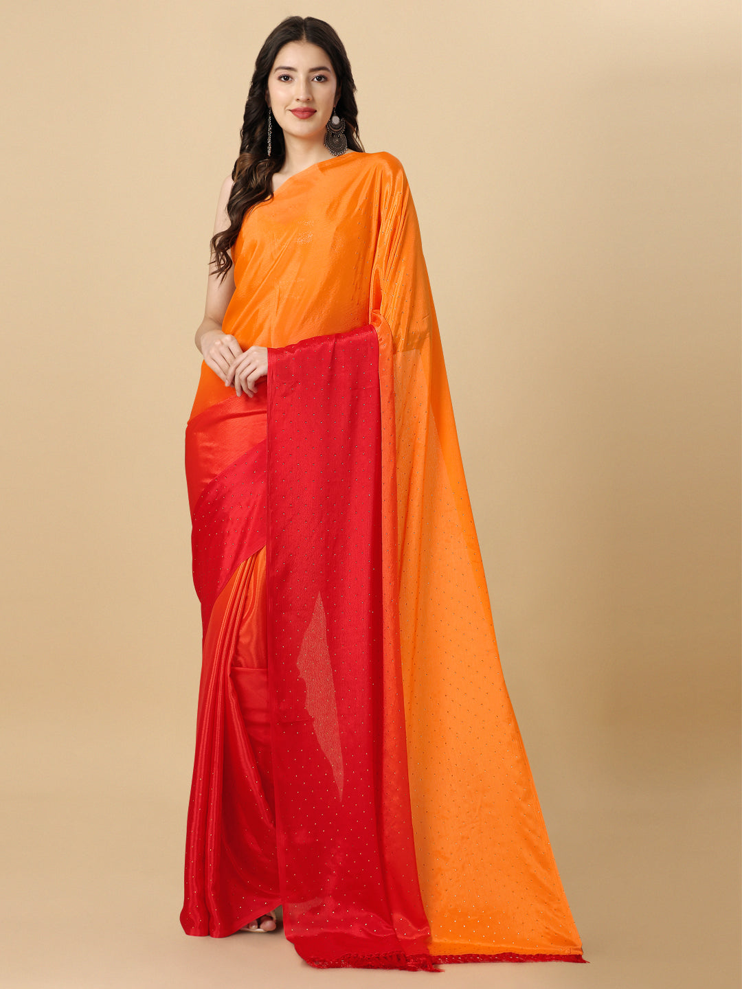 Red Satin Silk Wedding Wear Saree With Embroidery