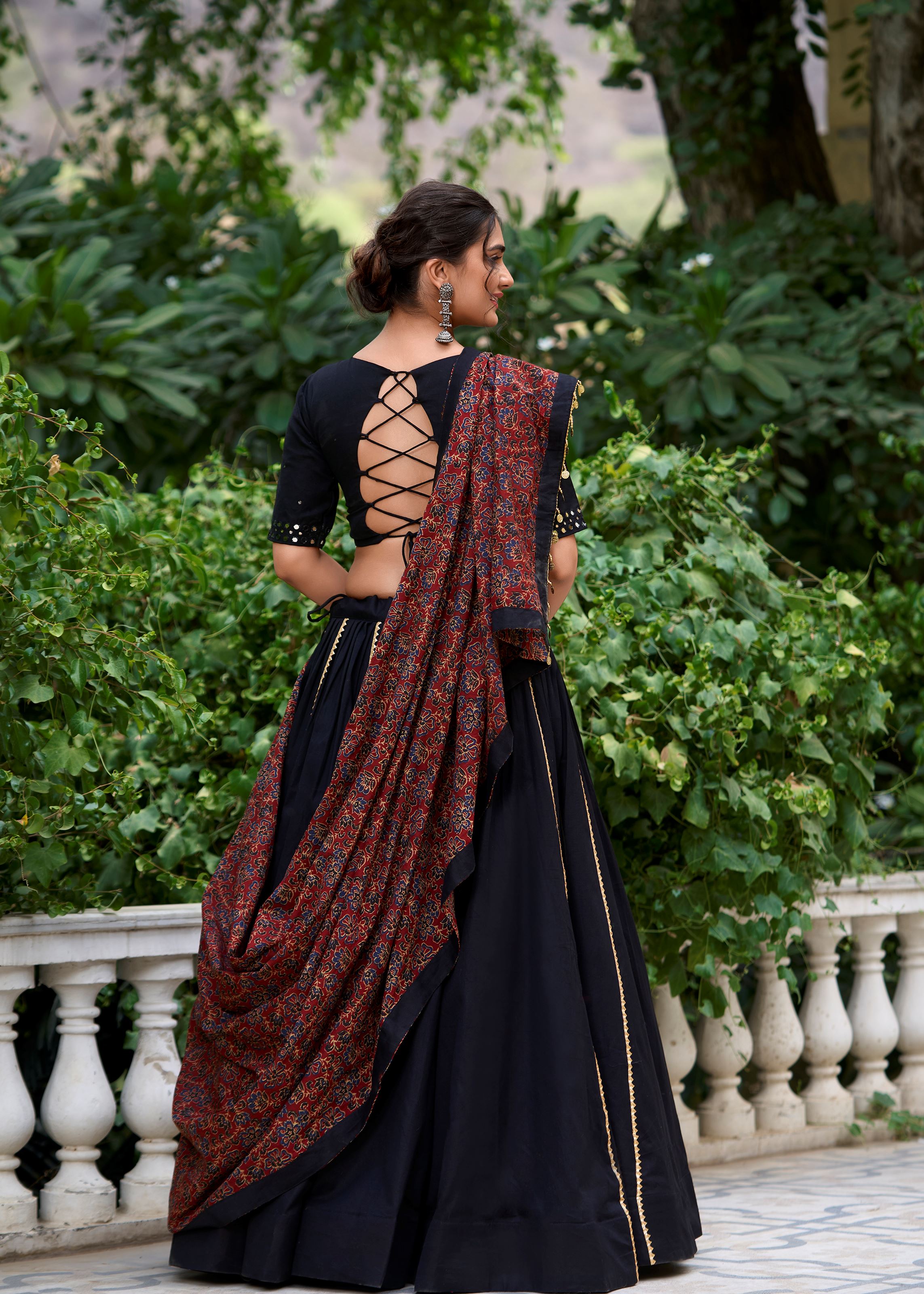 Black Ethereal Lehenga Choli with Glimmering Gota Patti Detailing