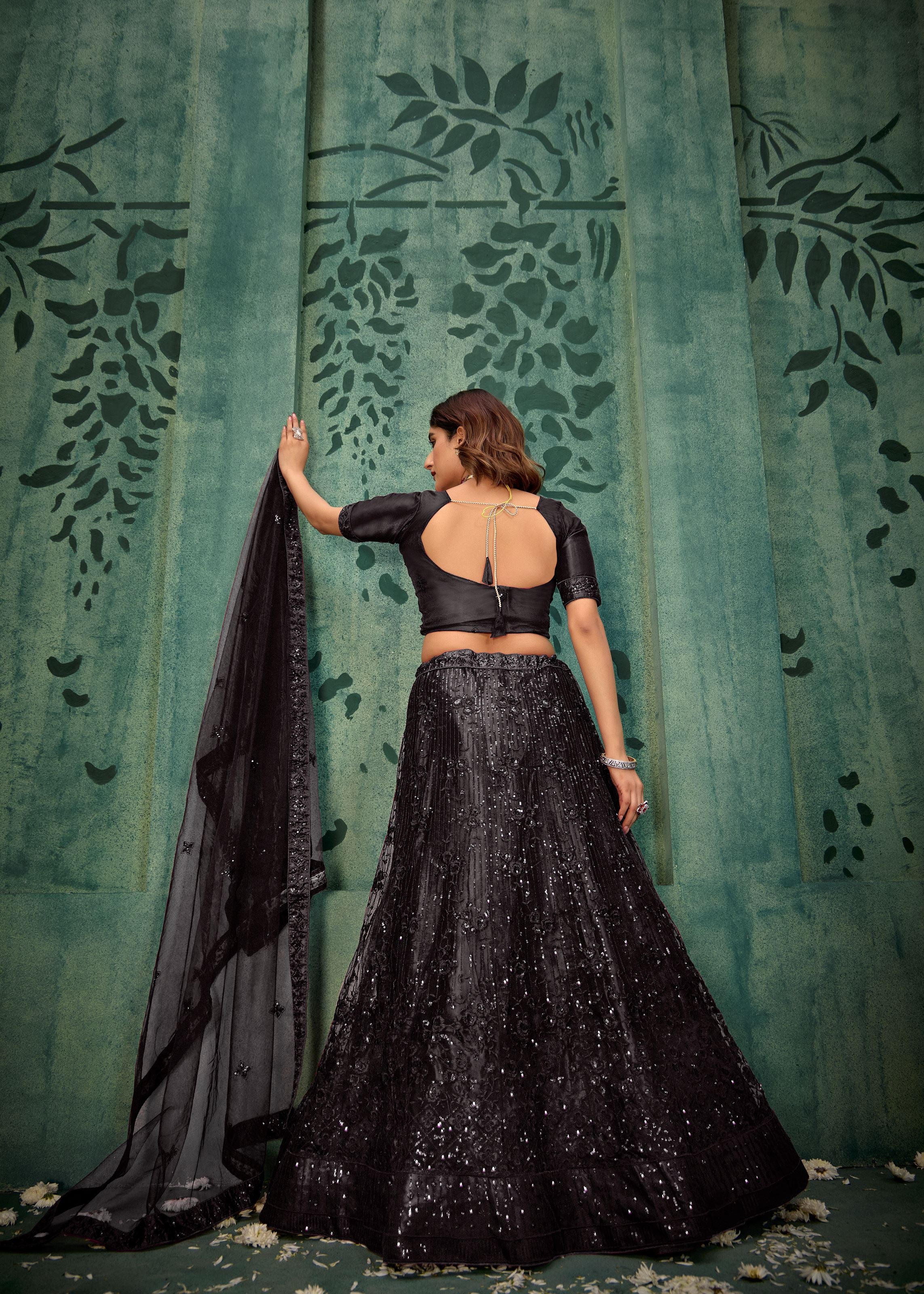 Black  Lehenga Choli With Heavy Sequence Embroidered