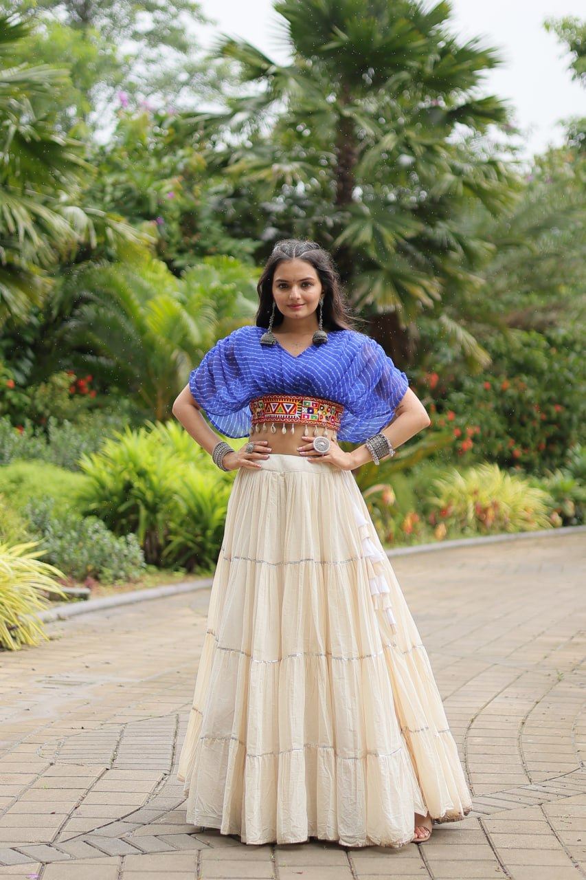 Blue Lehenga Choli With Standard Frill Stitching