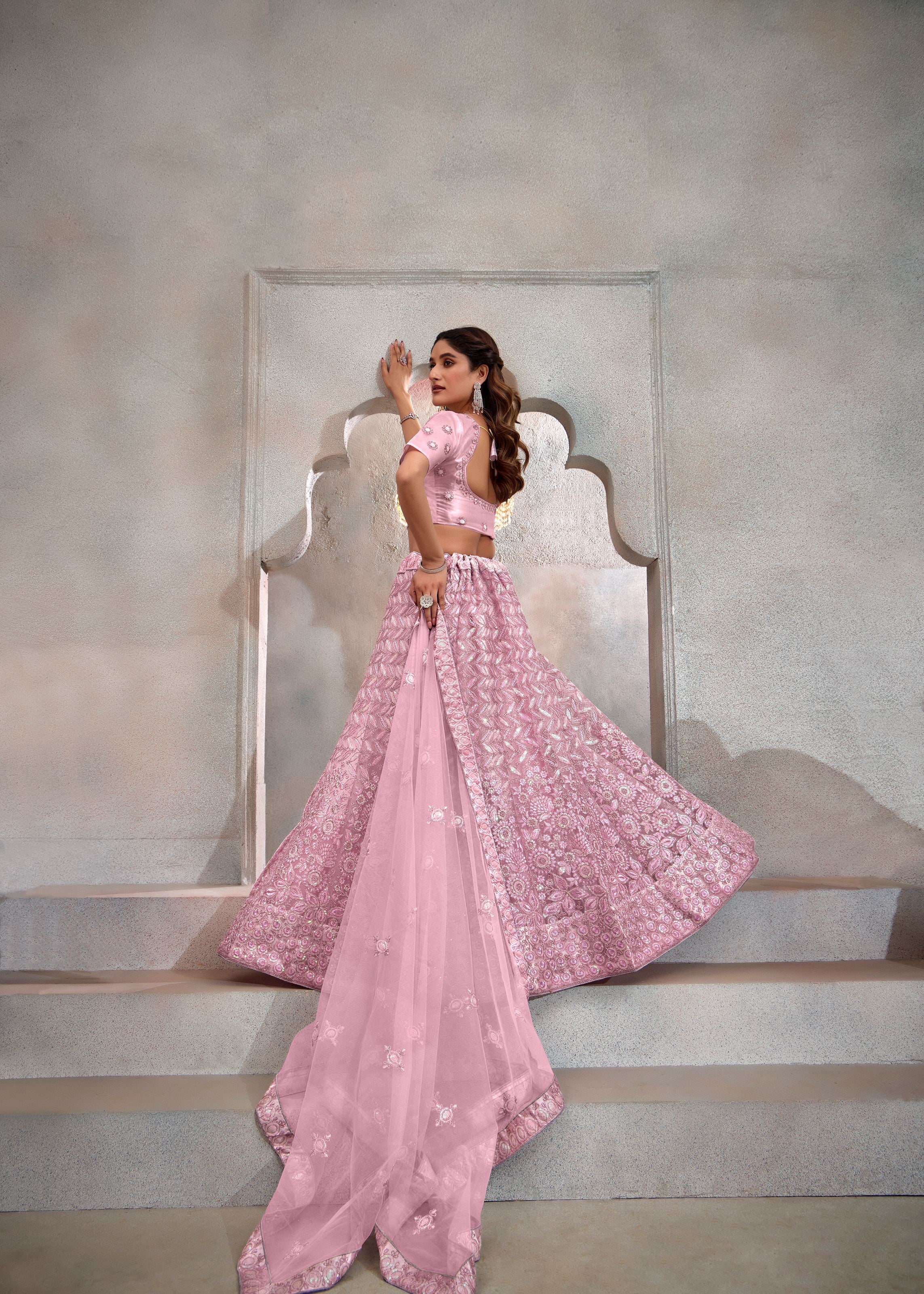 Dark Pink Lehenga Choli With Heavy Sequence Embroidered
