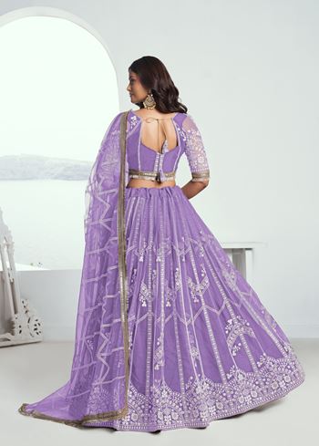 Lavender Lehenga Choli With Zari Work And Sequence Work Embroidery