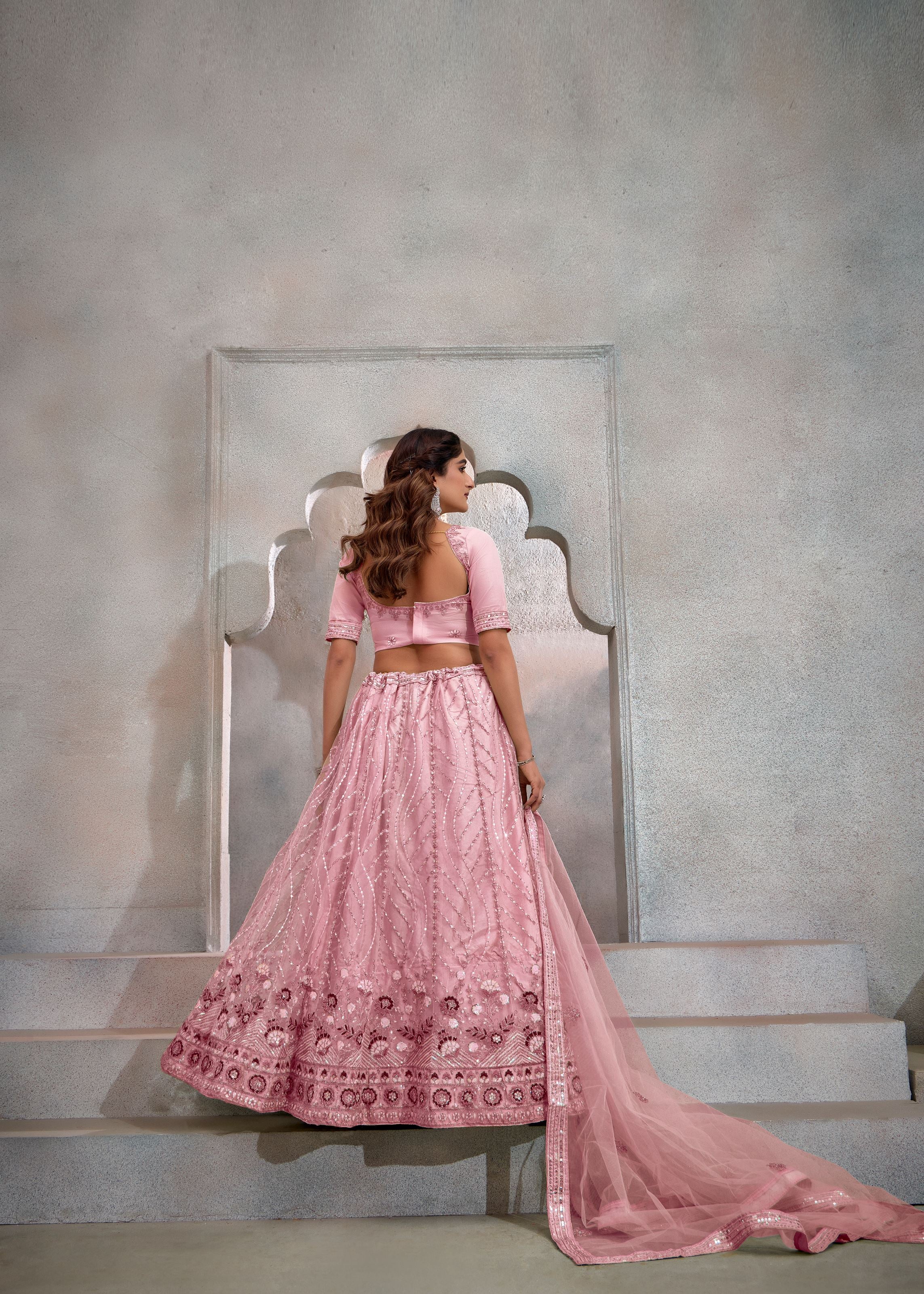 Light Pink Lehenga Choli With Heavy Sequence Embroidered
