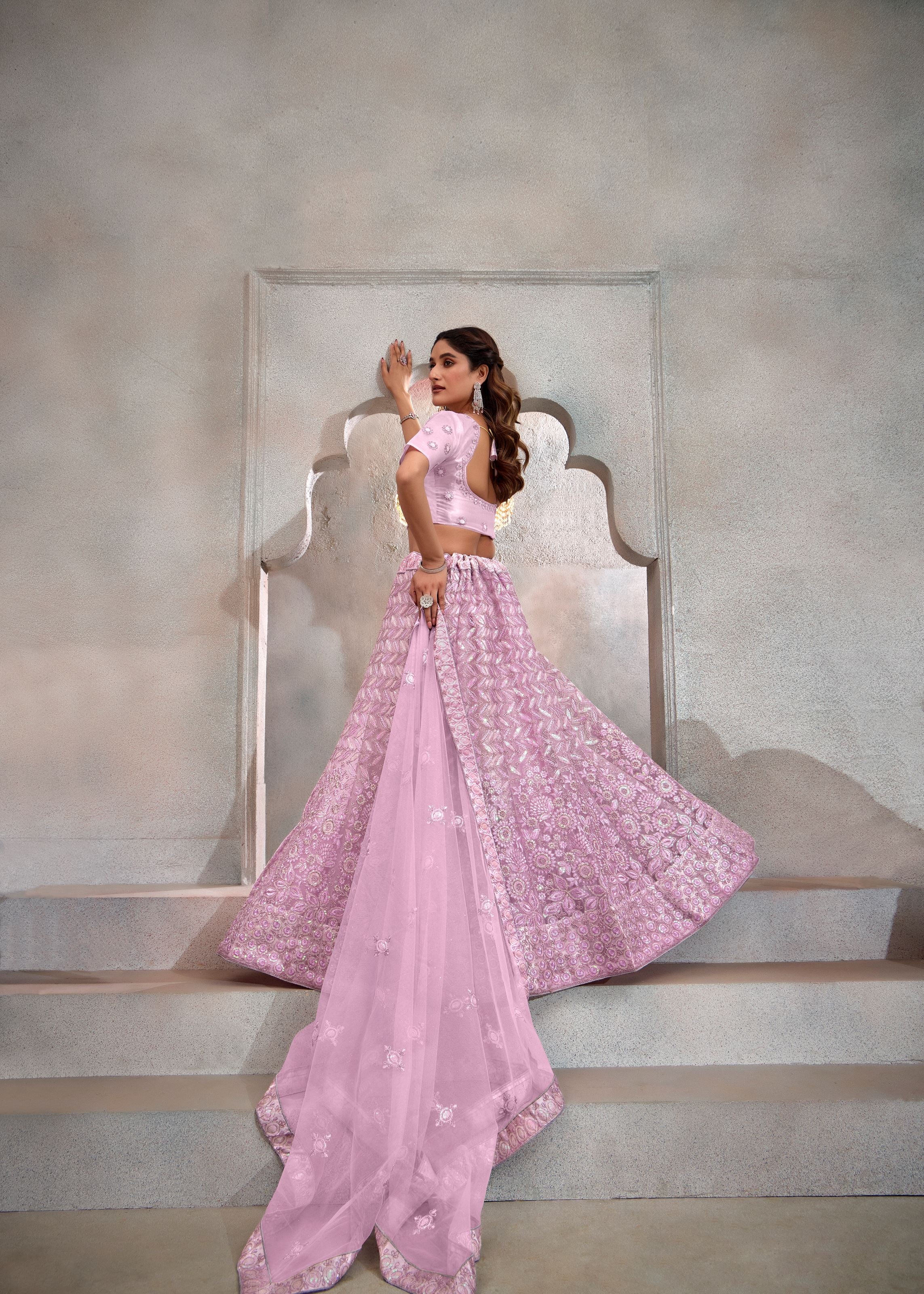 Light Pink Lehenga Choli With Heavy Sequence Embroidered