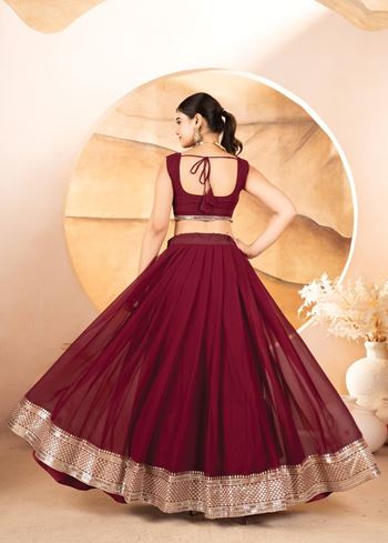 Maroon Lehenga Choli With  Sequins Embroidered Work
