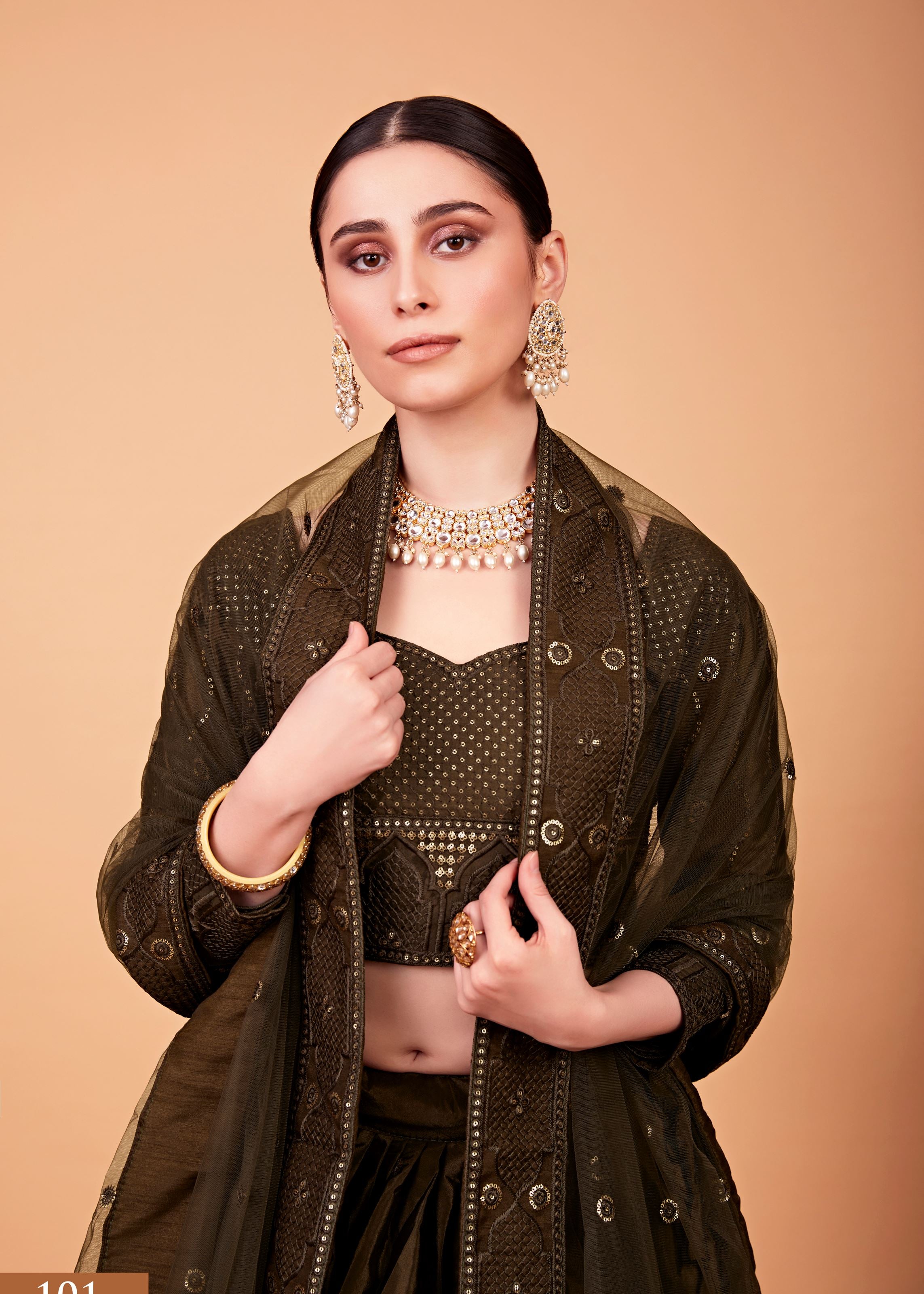 Mehndi Lehenga Choli With Thread And Sequins Embroidered Work