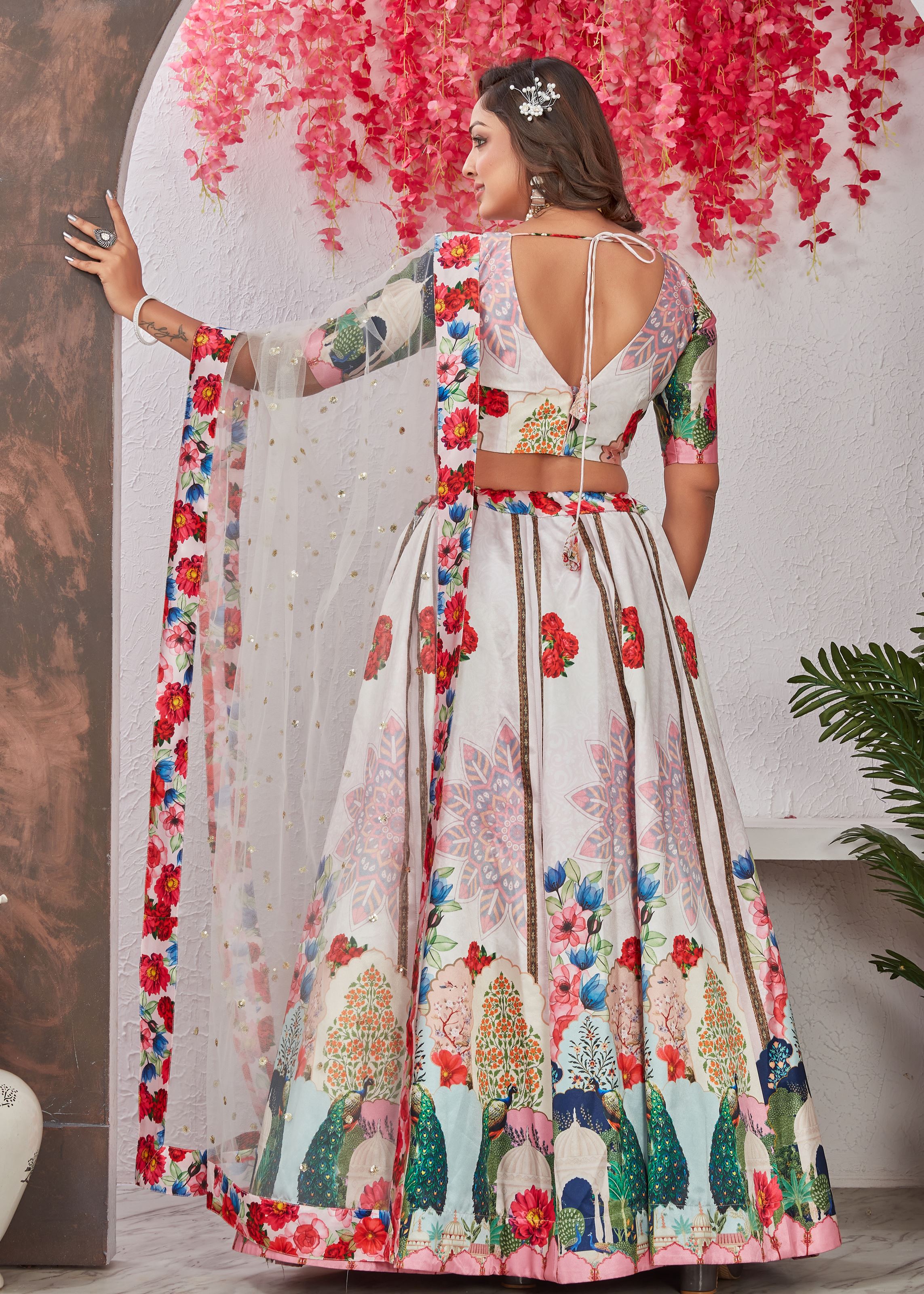 Off White Lehenga Choli With Heavy Digital Print